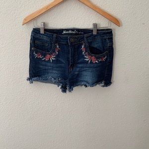 Embroidered jean shorts
